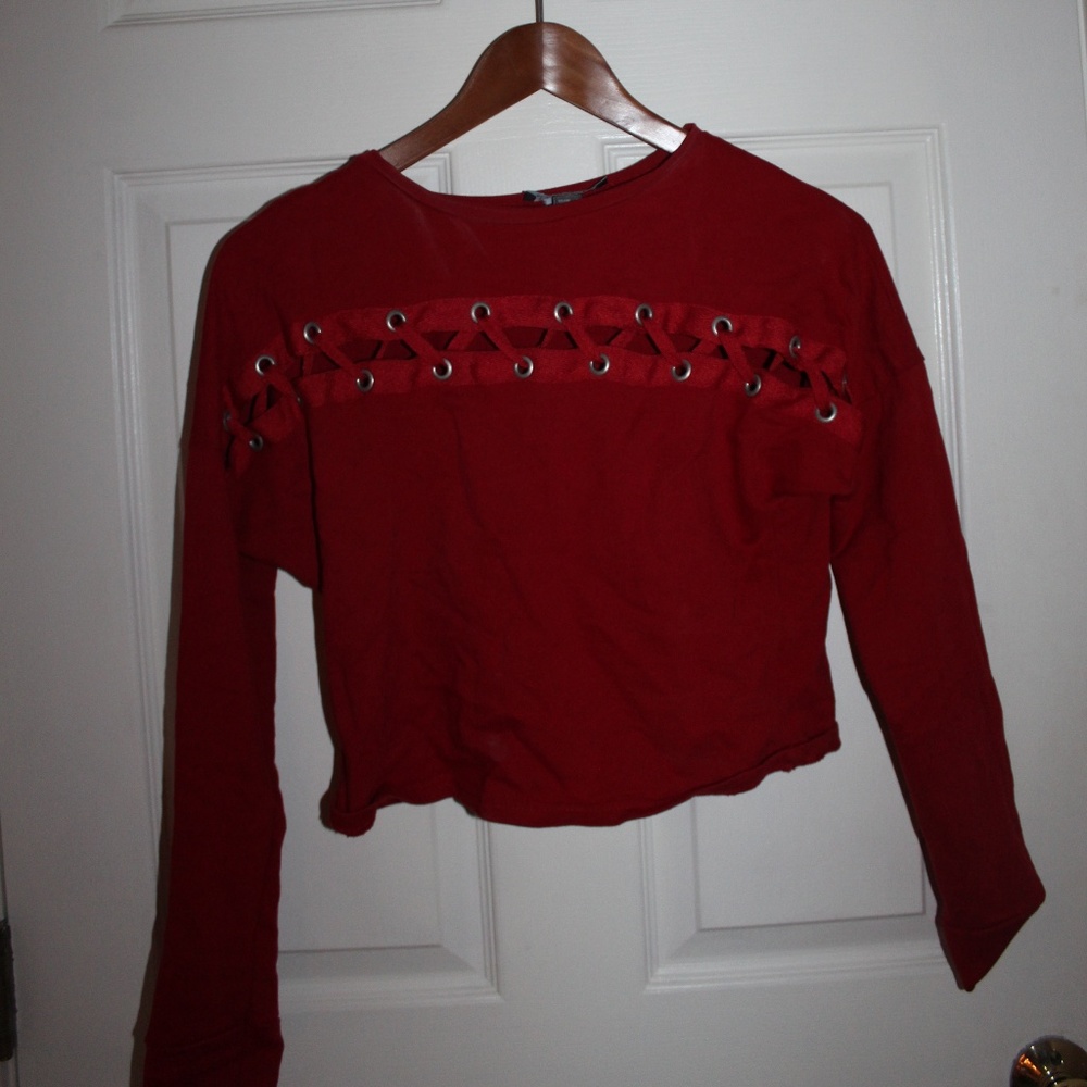 Red Laced Long Sleeve Tee
